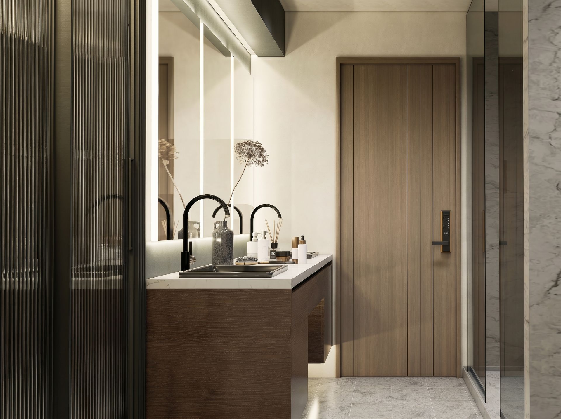 Atrium Modern floating wood bathroom vanity