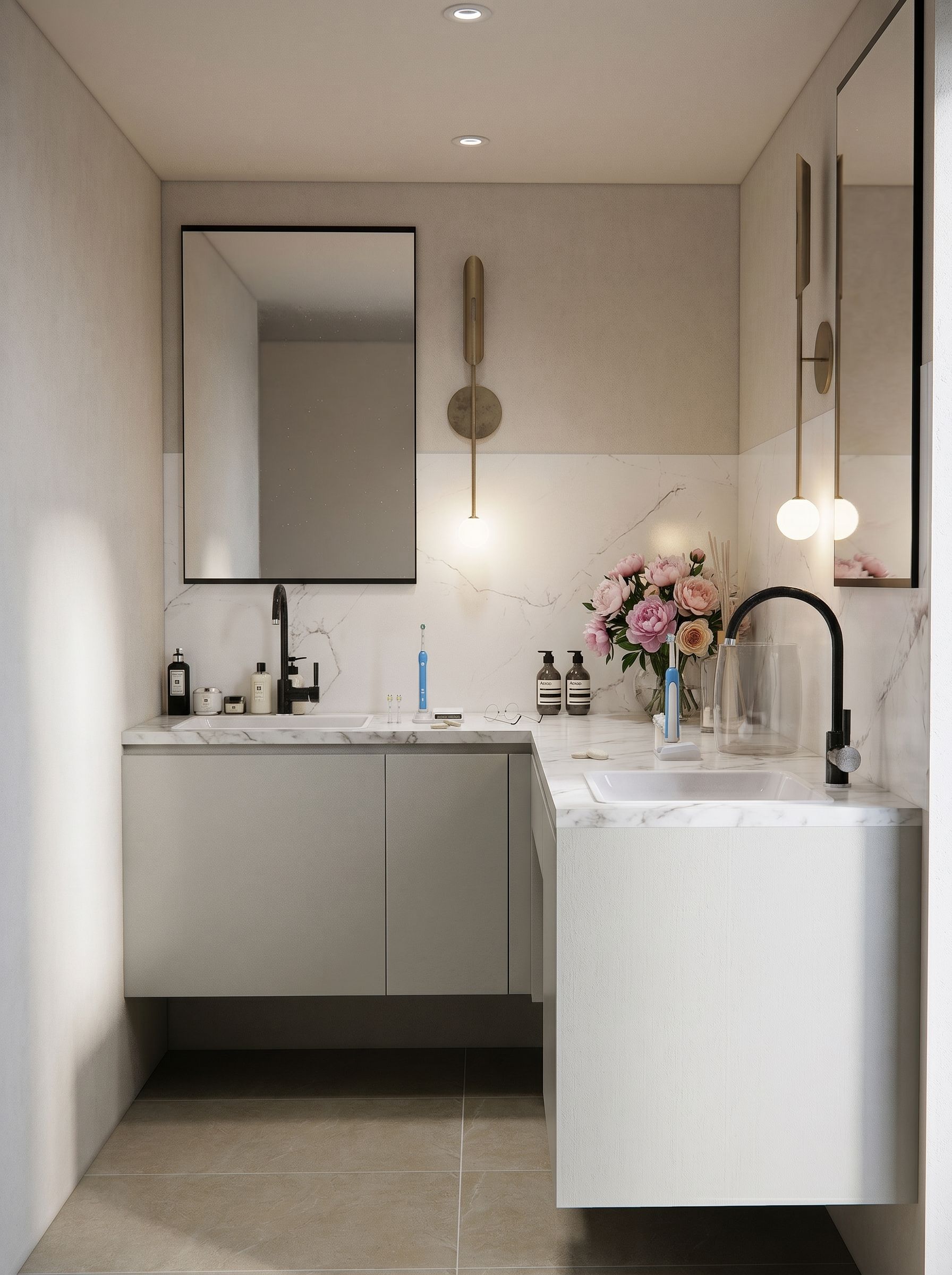 Atrium Modern Elegant modern corner bathroom
