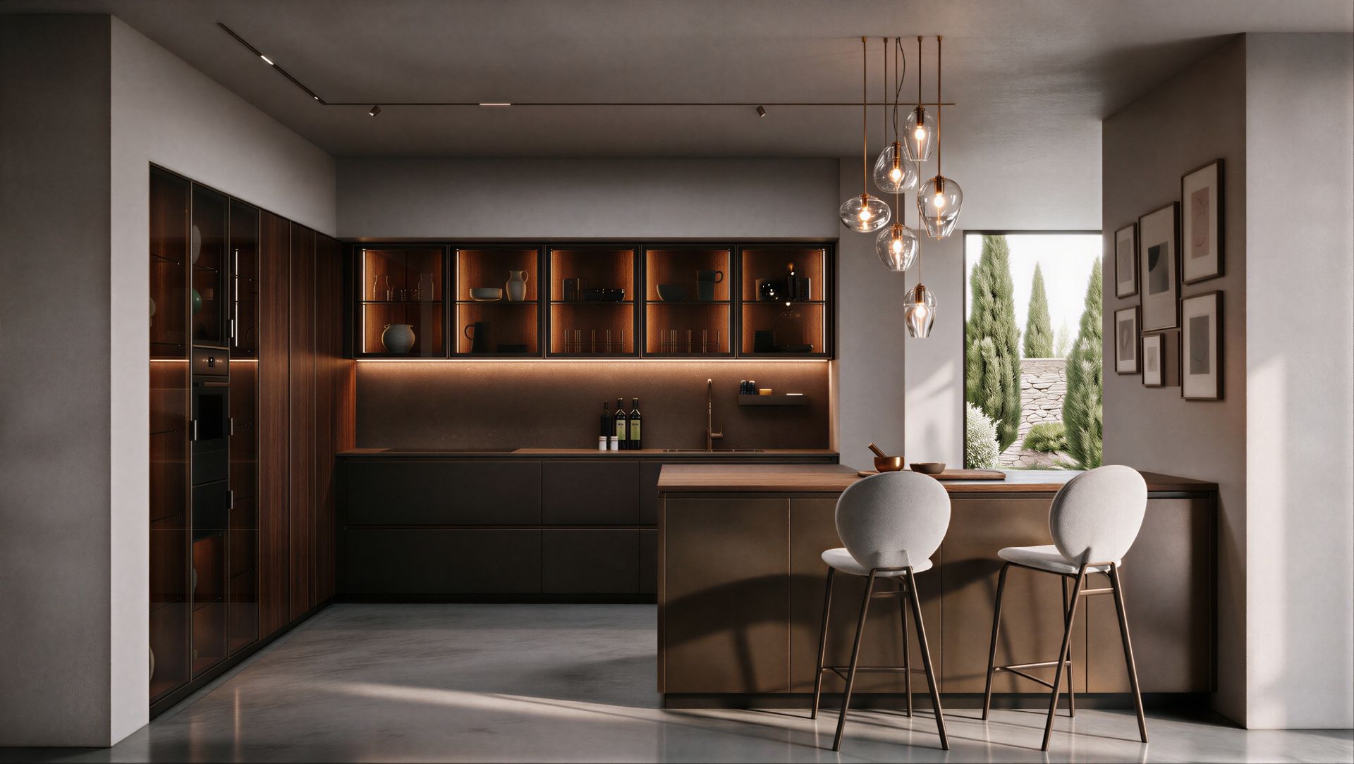 Atrium Modern Contemporary kitchen in bronze and wood tones